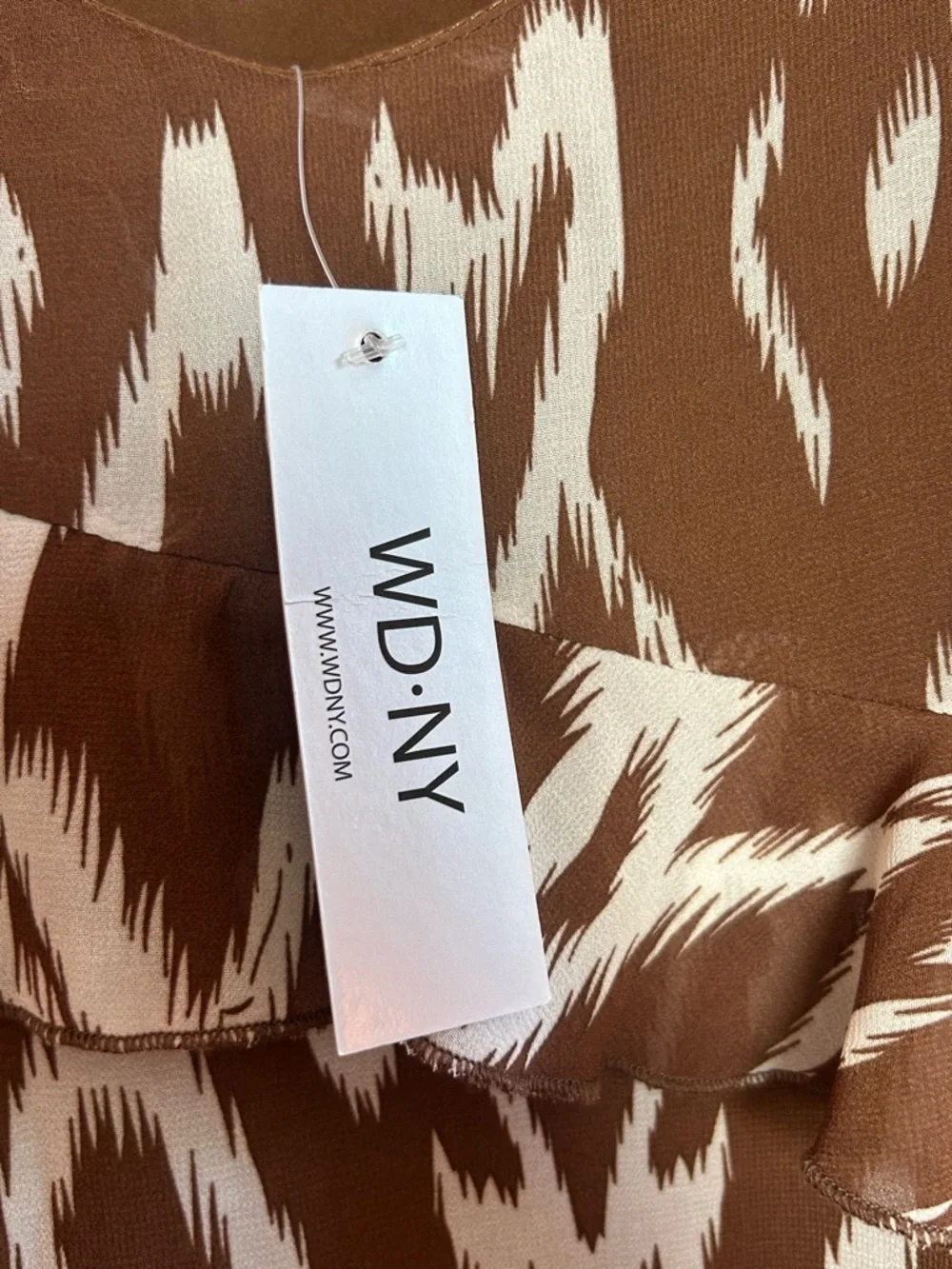WDNY flowy tiered brown white rustic western wedding guest midi sundress NWT M - Picture 7 of 10